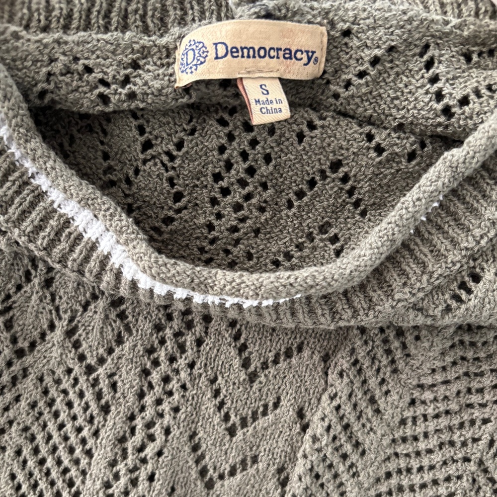 Democracy Pointelle Tipped Sweater - Olive Green Size S - Picture 10 of 11